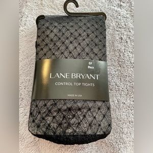 NWT. Lane Bryant Control-Top BLACK patterned TIGHTS Size EF